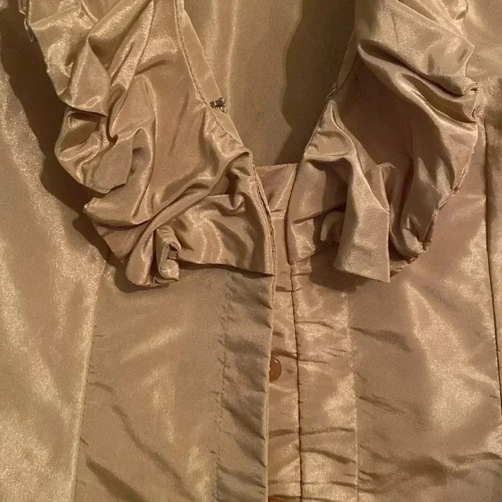 Silvia Tcherassi gold 100% silk ruffle collar long sleeve jacket - size 8 - Picture 5 of 8